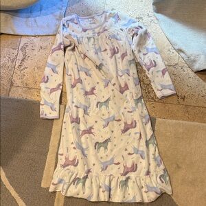 Carter's Cream Fleece Nightgown with Lavender Trim and Pastel Unicorns